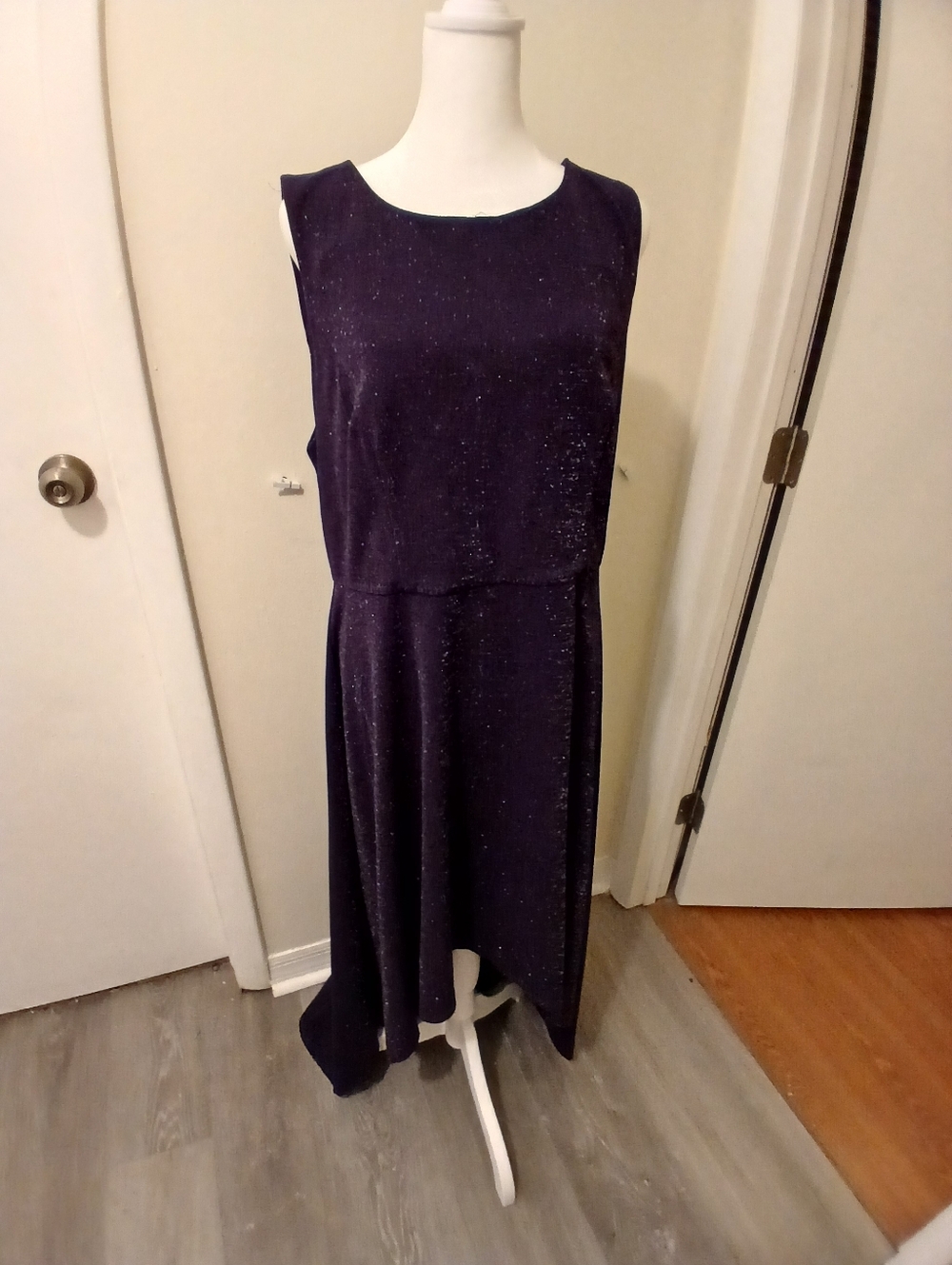 Sleeveless Glitter Maxi Dress in Midnight Purple
